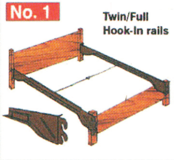 TWIN-FULL HOOK-IN RAILS SLATLESS W CROSSWIRE (Mobile)
